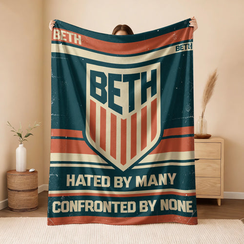 Hated By Many Confronted By None Retro Fleece Blanket BETH 13K1 BK58