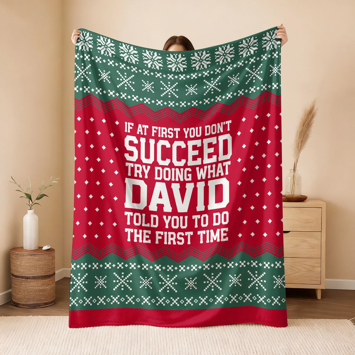 If At First You Don’t Succeed Red Green Christmas Fleece Blanket DAVID 13K1 BK28