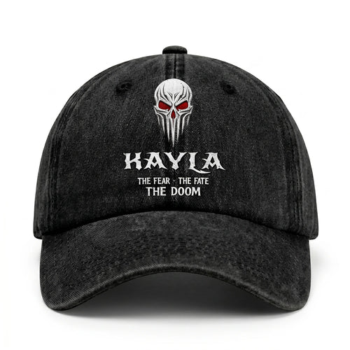 Your Name The Fear The Fate The Doom Skull Washed Cap KAYLA 13K1 C98PF