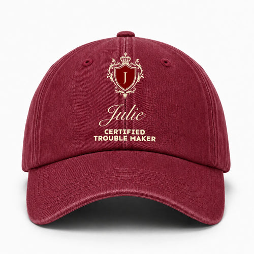Certified Trouble Maker Royal Burgundy Washed Cap JULIE 13K1 C139PF
