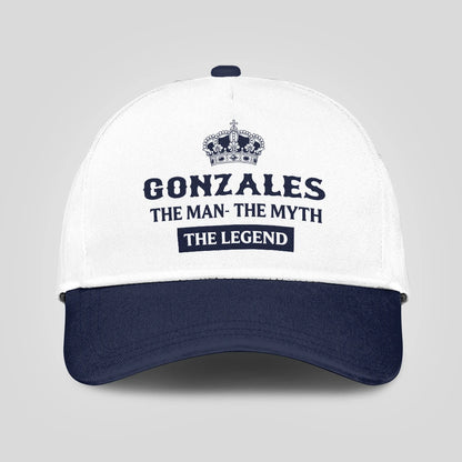 The Man The Myth The Legend King Crown Blue And White Cap GONZALES 13K1 C147PF