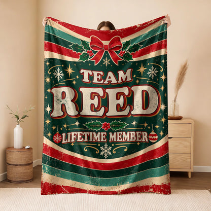 Team Your Name Lifetime Member Christmas Fleece Blanket REED 13K1 BK52