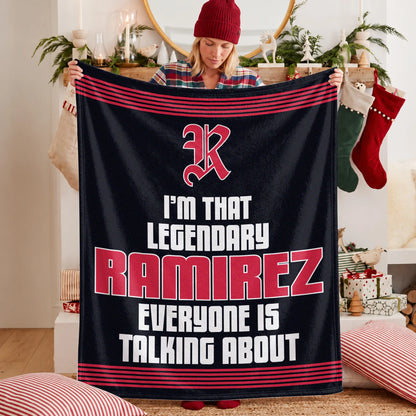 I'm That Legendary Name Dark Red Fleece Blanket RAMIREZ 13K1 BK48