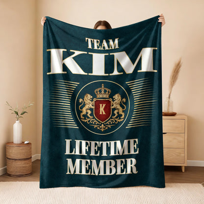 Team Your Name Lifetime Member Sage Green Fleece Blanket KIM 13K1 BK42