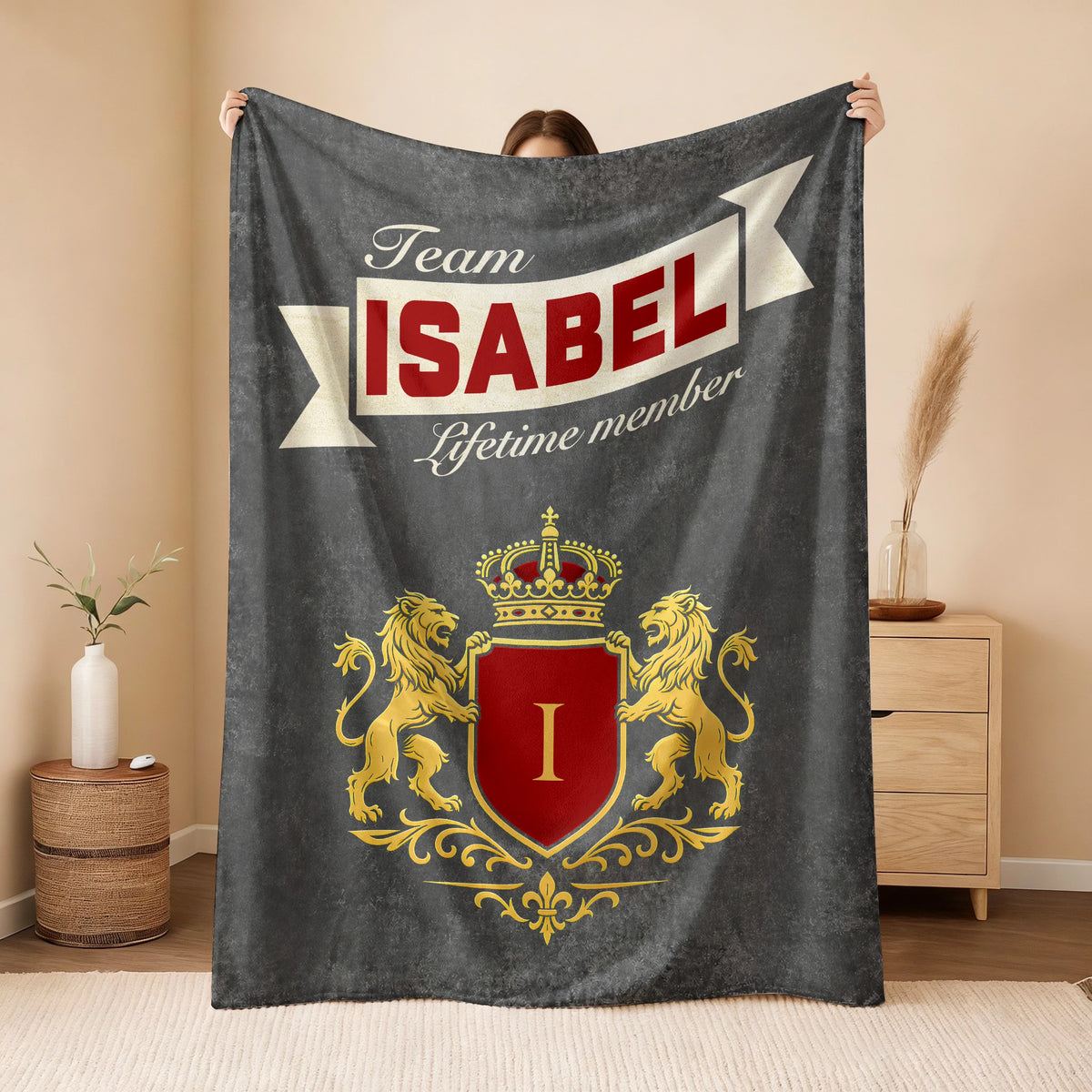 Team Your Name Lifetime Member Charcoal Blanket ISABEL 13K1 BK20