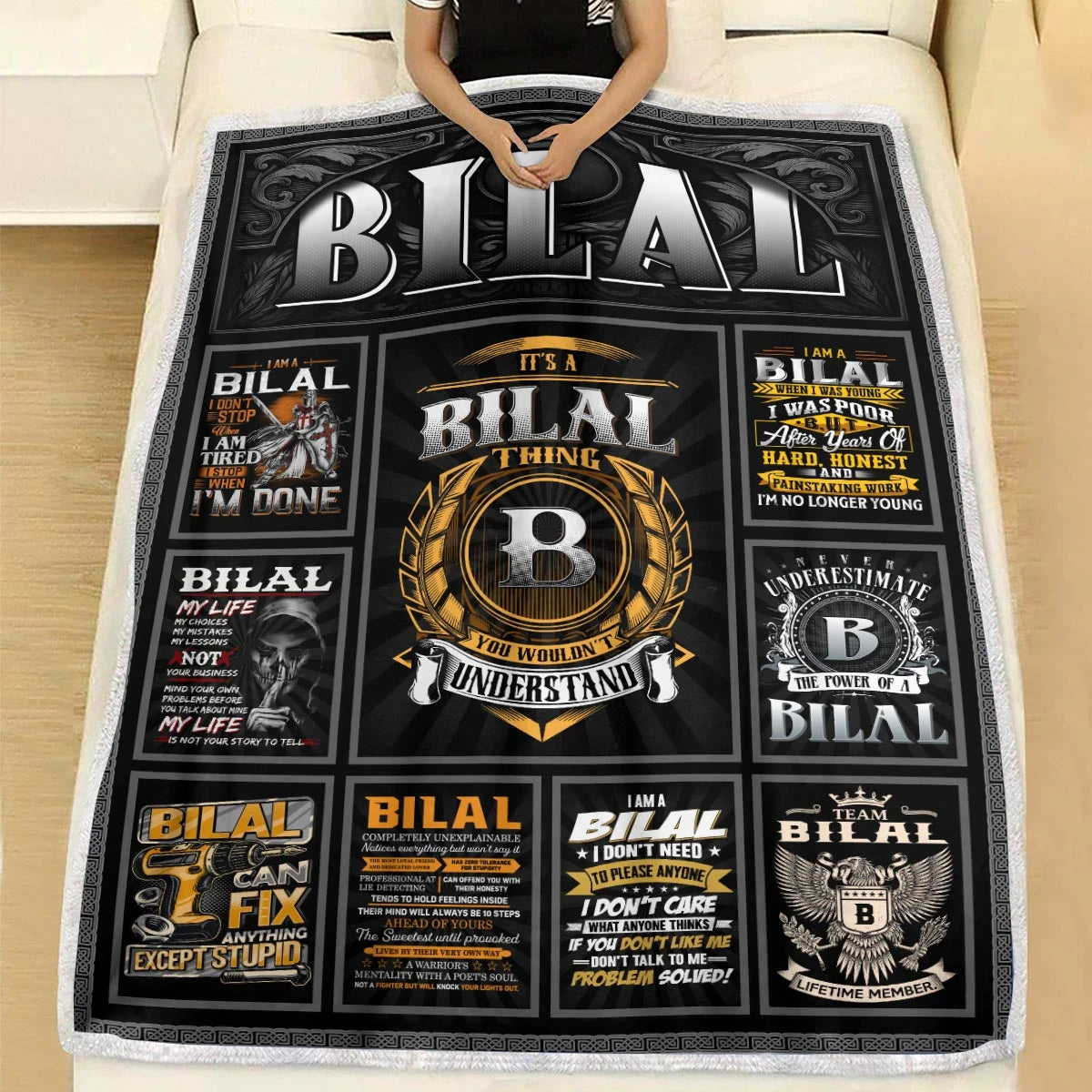BILAL Personalized Blanket | Custom Name Cozy Throw Gift 13K4-BK2