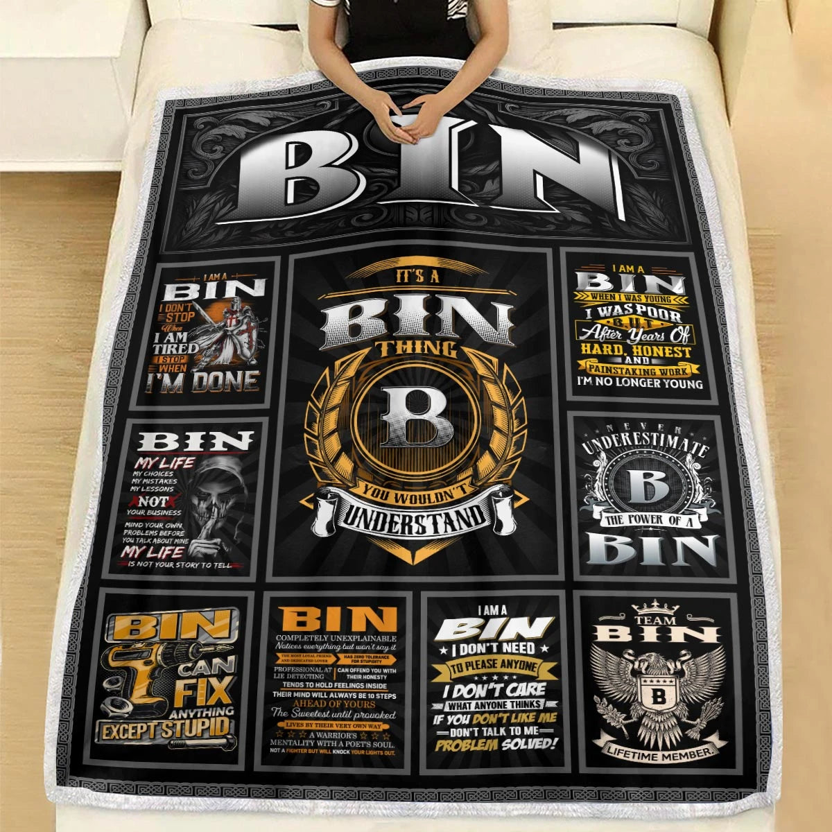 BIN Personalized Blanket | Custom Name Cozy Throw Gift 13K5-BK2