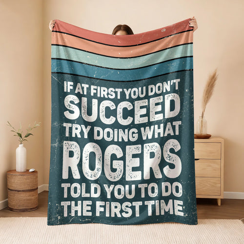 If At First You Don’t Succeed Retro Green Fleece Blanket ROGERS 13K1 BK29