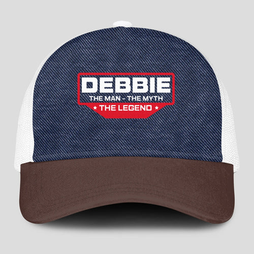 The Man The Myth The Legend Navy Brown And White Mesh Cap DEBBIE 13K1 C200PF