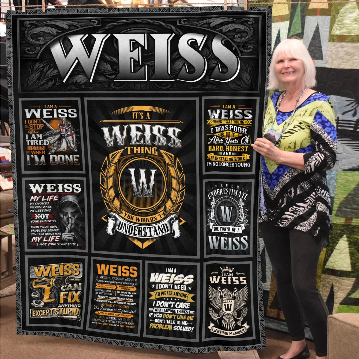WEISS Personalized Blanket | Custom Name Cozy Throw Gift 13K4-BK2