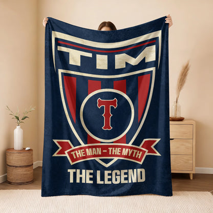 The Man The Myth The Legend Blue Burgundy Baseball Blanket TIM 13K1 BK18