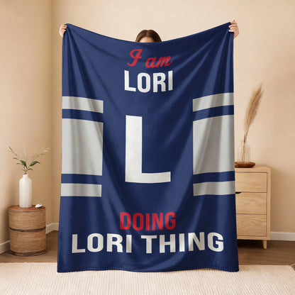 I'm Name Doing Name Things Navy Fleece Blanket LORI 13K1 BK51