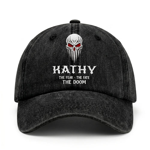 Your Name The Fear The Fate The Doom Skull Washed Cap KATHY 13K1 C98PF