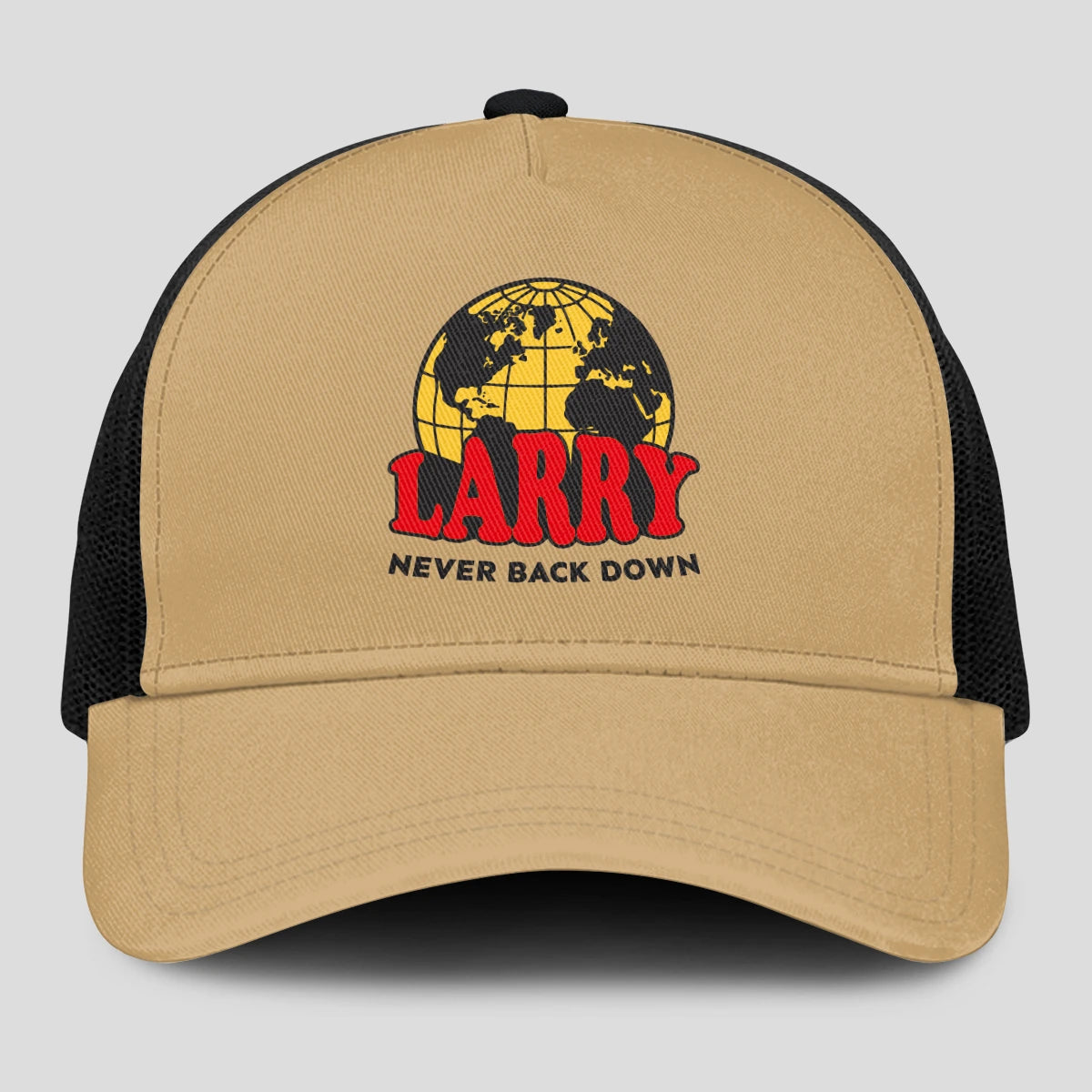 Never Back Down World Logo Khaki Mesh Cap LARRY 13K1 C212PF