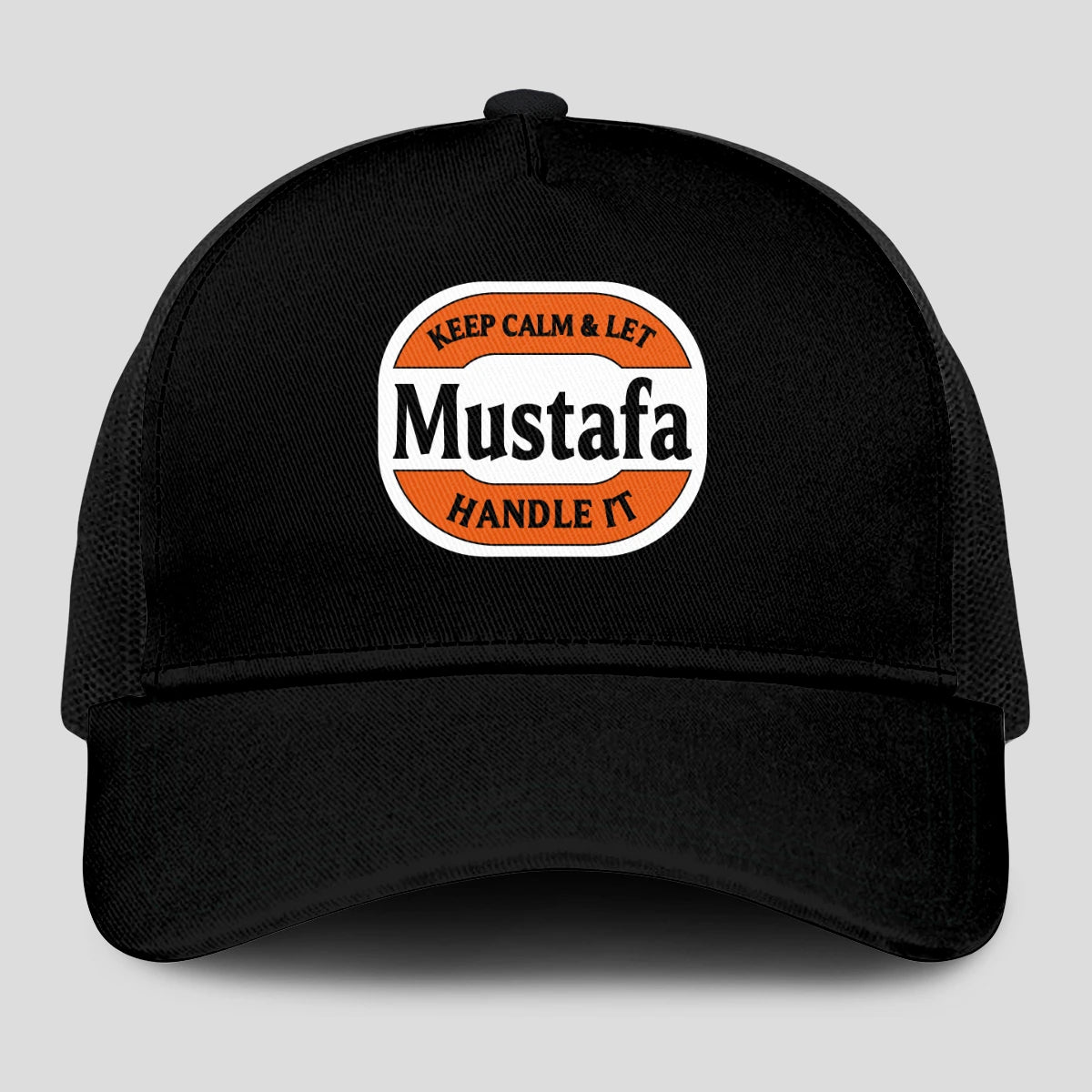 Keep Calm & Let Your Name Handle It Black Mesh Cap MUSTAFA 13K1 C199PF