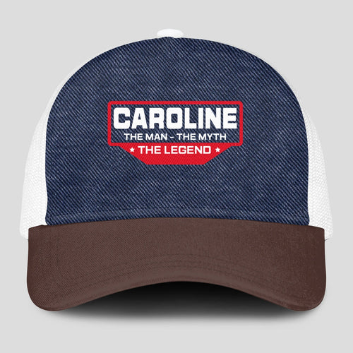 The Man The Myth The Legend Navy Brown And White Mesh Cap CAROLINE 13K1 C200PF