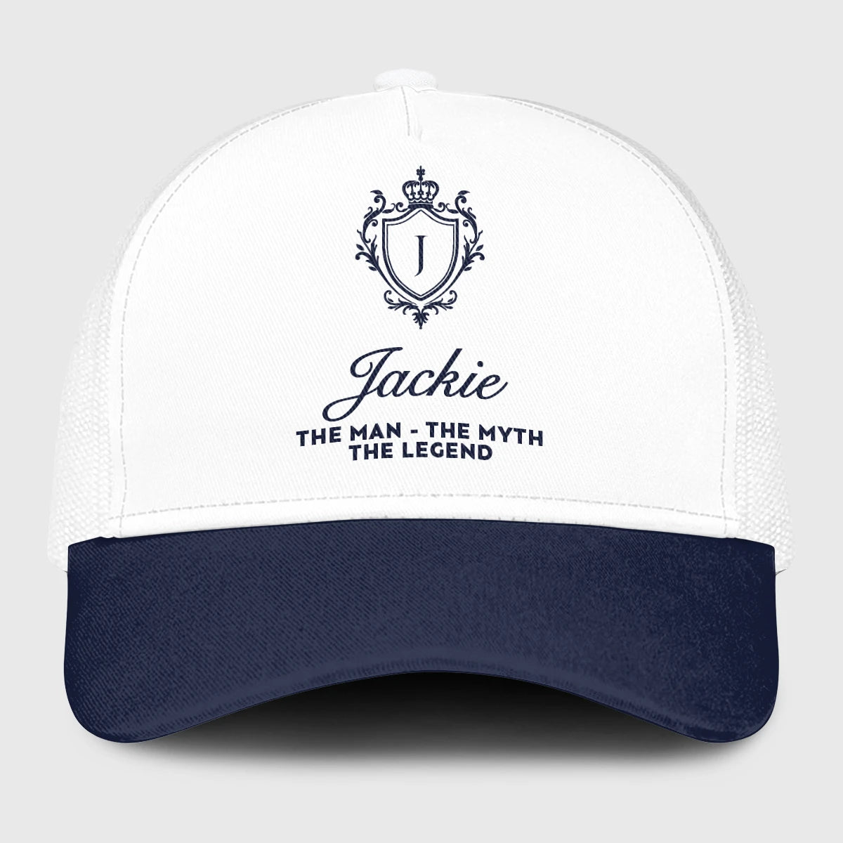 The Man The Myth The Legend Blue And White Baseball Mesh Cap JACKIE 13K1 C186PF