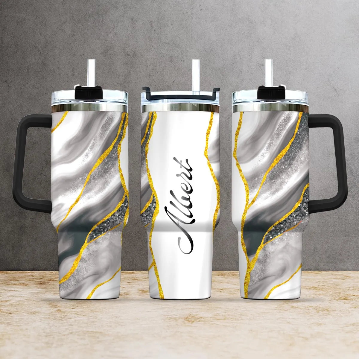 ALBERT 40oz Personalized Tumbler Cup with Straw | Custom Stainless Steel Mug 13K1-TB1