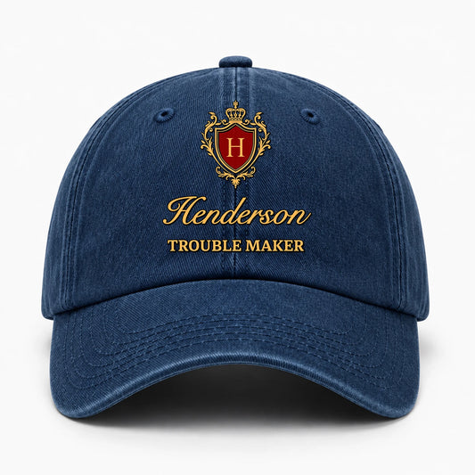 Your Name Trouble Maker Funny Blue Washed Cap HENDERSON 13K1 C153PF