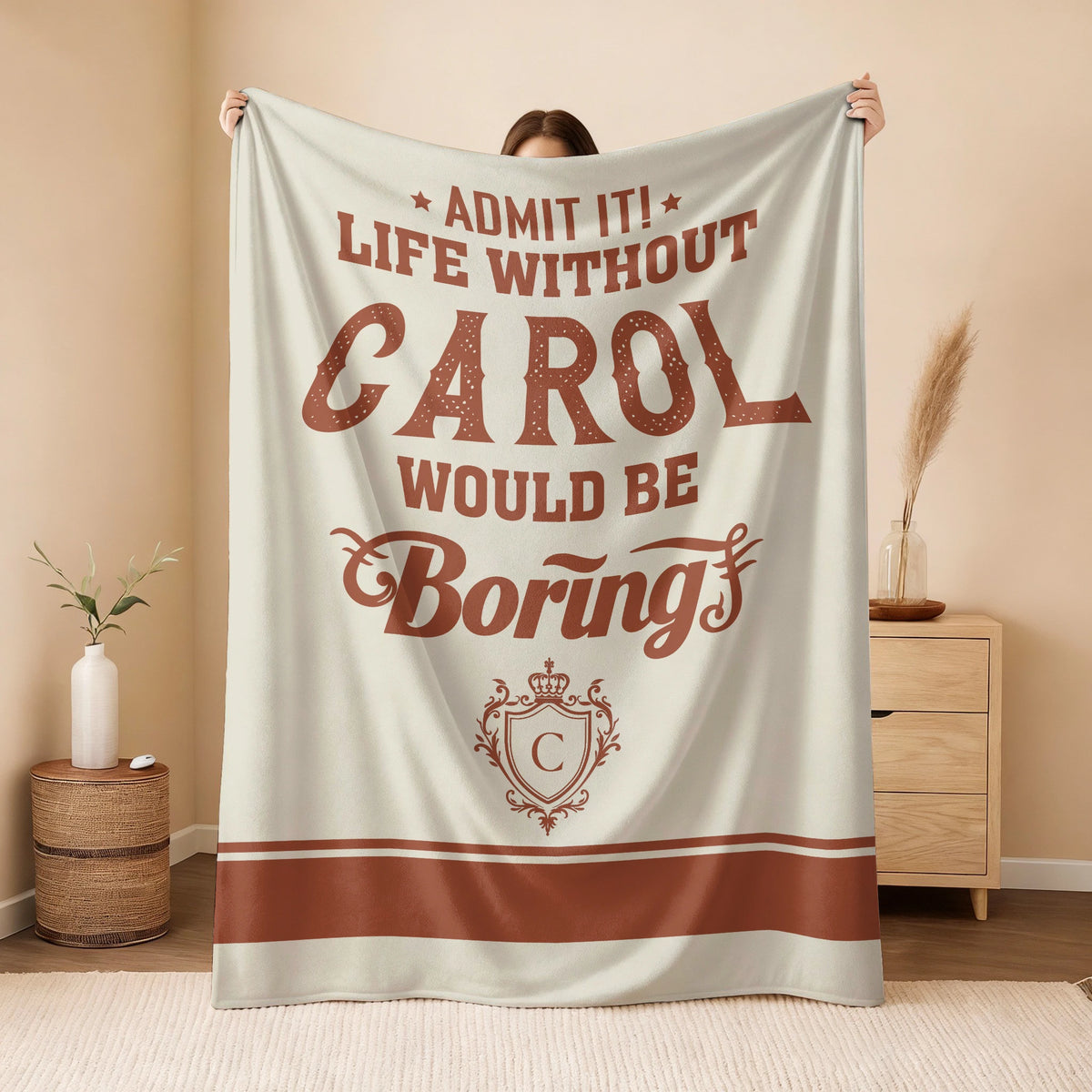 Life Without Your Name Would Be Boring Cream Terracotta Blanket CAROL 13K1 BK24