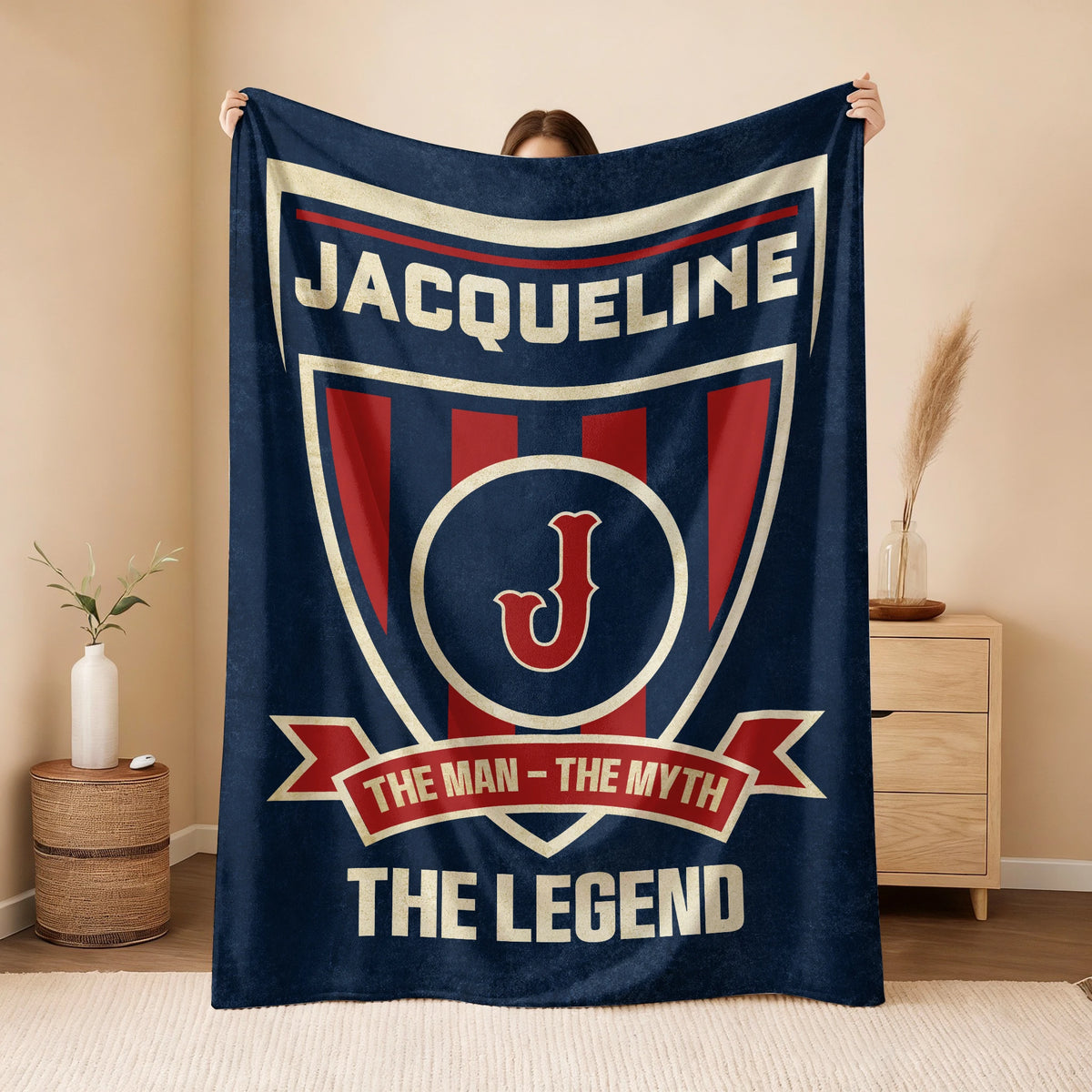 The Man The Myth The Legend Blue Burgundy Baseball Blanket JACQUELINE 13K1 BK18