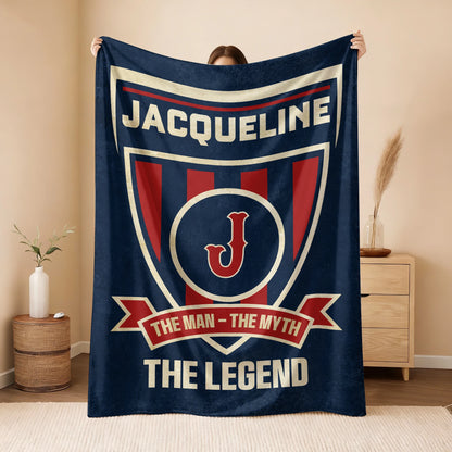 The Man The Myth The Legend Blue Burgundy Baseball Blanket JACQUELINE 13K1 BK18