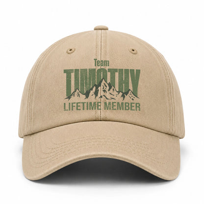 Team Your Name Lifetime Member Mountain Cap TIMOTHY 13K1 C58PF