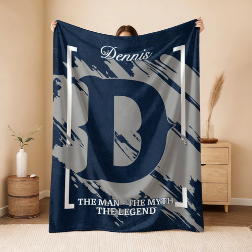 The Man The Myth The Legend Navy Baseball Fleece Blanket DENNIS 13K1 BK17