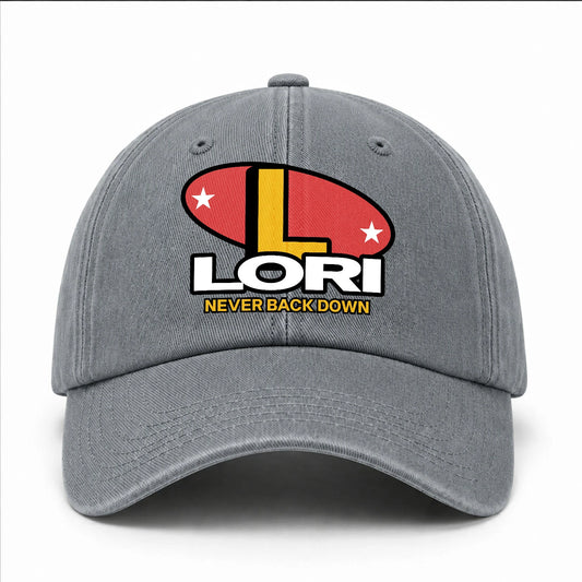 Never Back Down With Your Name And Initial Letter Washed Cap LORI 13K1 C82PF