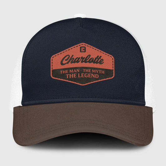 The Man The Myth The Legend Navy And Brown Mesh Cap CHARLOTTE 13K1 C188PF
