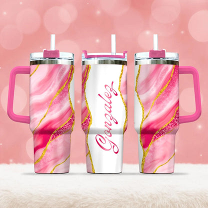 GONZALEZ 40oz Personalized Tumbler Cup with Straw | Custom Stainless Steel Mug 13K1-TB1