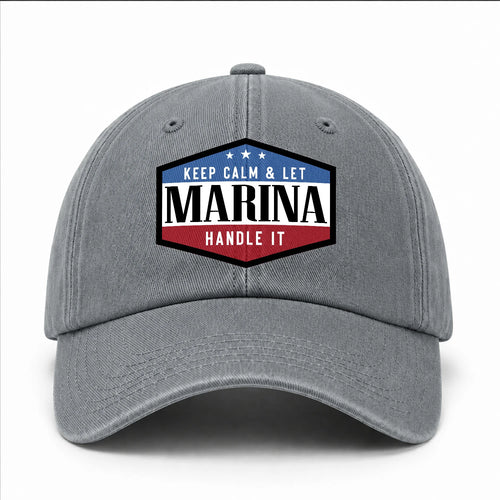 Keep Calm & Let Your Name Handle It Washed Cap MARINA 13K1 C87PF