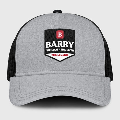 The Man The Myth The Legend Gray Mesh Cap BARRY 13K1 C189PF