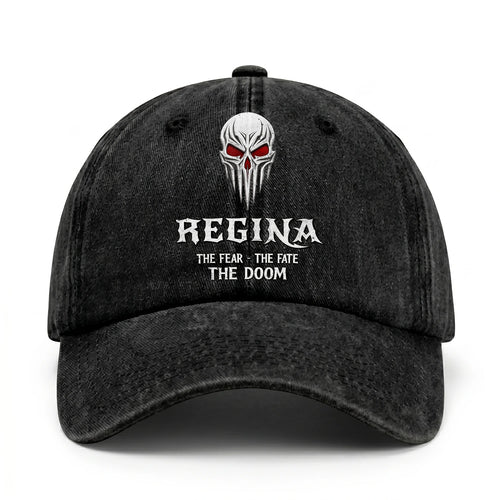 Your Name The Fear The Fate The Doom Skull Washed Cap REGINA 13K1 C98PF