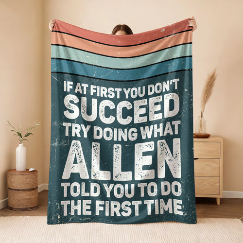 If At First You Don’t Succeed Retro Green Fleece Blanket ALLEN 13K1 BK29