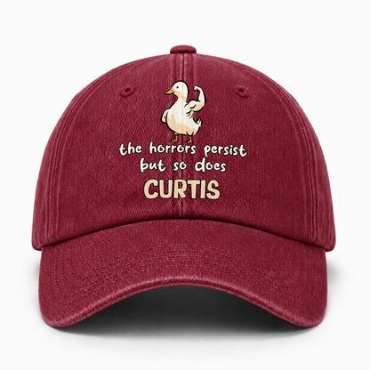 The Horrors Persist But So Does Your Name Funny Goose Burgundy Washed Cap CURTIS 13K1 C126PF