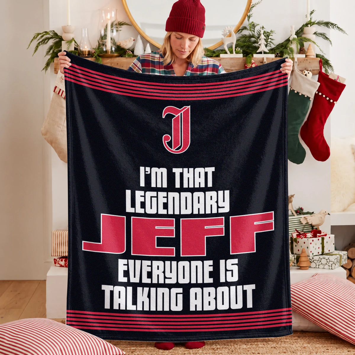 I'm That Legendary Name Dark Red Fleece Blanket JEFF 13K1 BK48