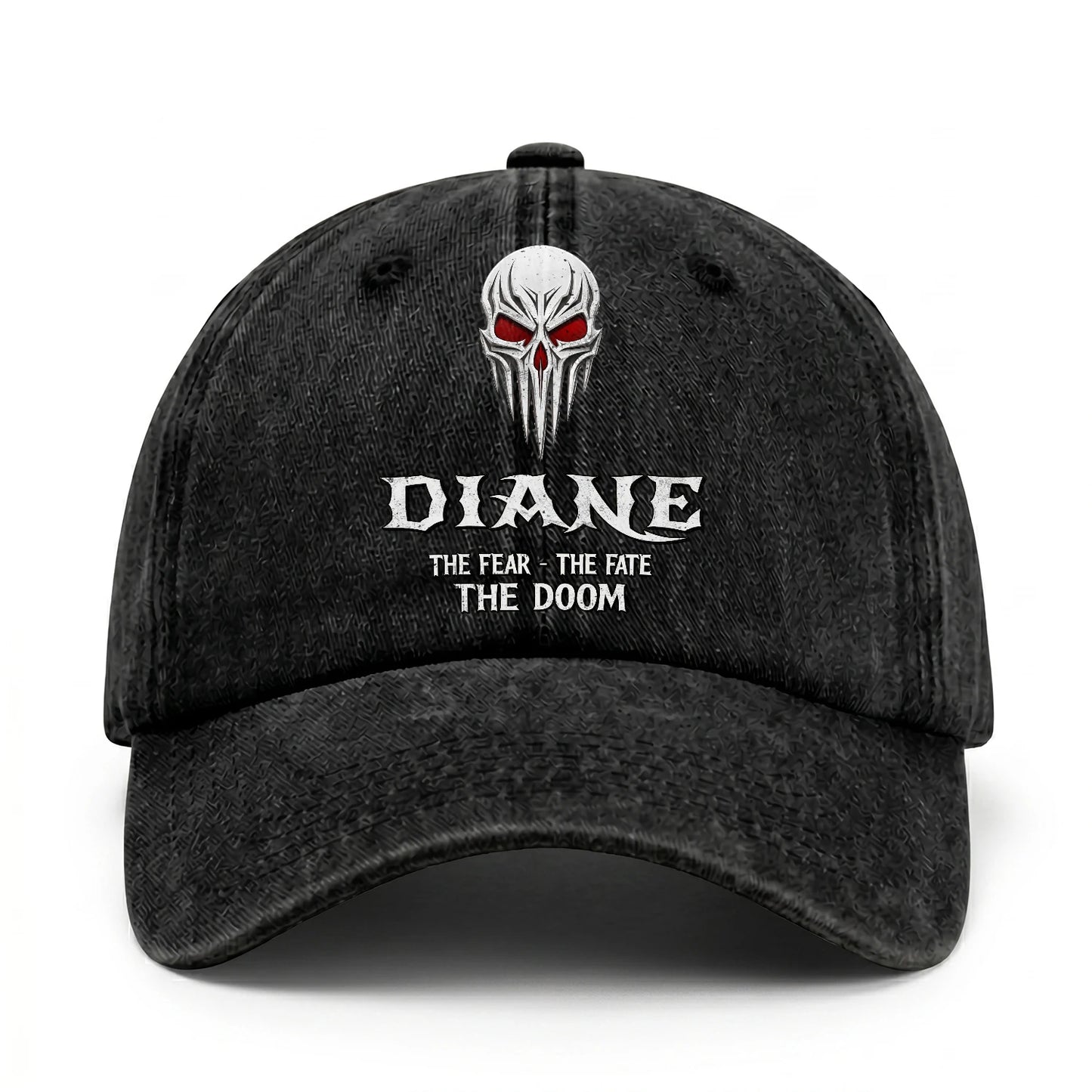 Your Name The Fear The Fate The Doom Skull Washed Cap DIANE 13K1 C98PF