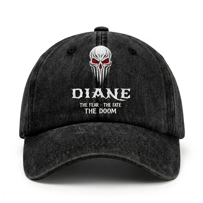 Your Name The Fear The Fate The Doom Skull Washed Cap DIANE 13K1 C98PF