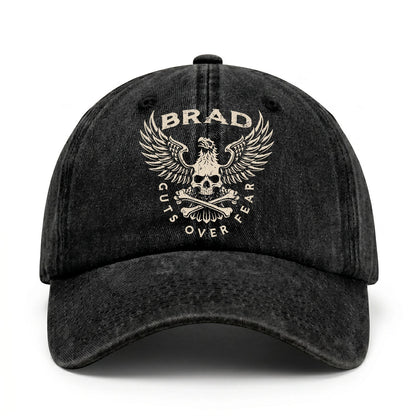 Your Name Guts Over Fear With Eagle And Skull Washed Cap BRAD 13K1 C75PF