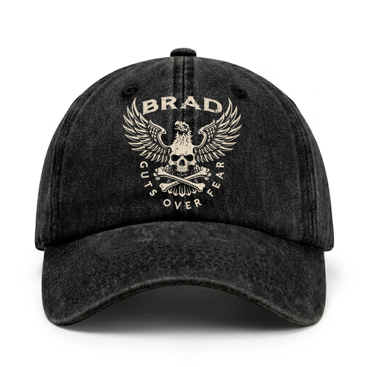 Your Name Guts Over Fear With Eagle And Skull Washed Cap BRAD 13K1 C75PF
