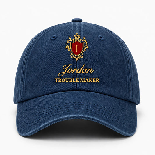 Your Name Trouble Maker Funny Blue Washed Cap JORDAN 13K1 C153PF