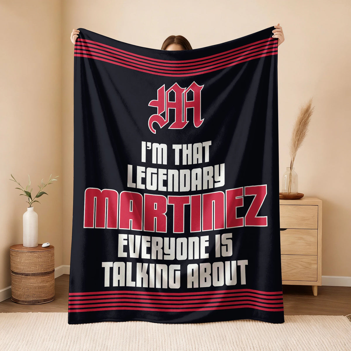 I'm That Legendary Name Dark Red Fleece Blanket MARTINEZ 13K1 BK48