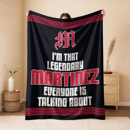 I'm That Legendary Name Dark Red Fleece Blanket MARTINEZ 13K1 BK48