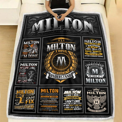 MILTON Personalized Blanket | Custom Name Cozy Throw Gift 13K3-BK2