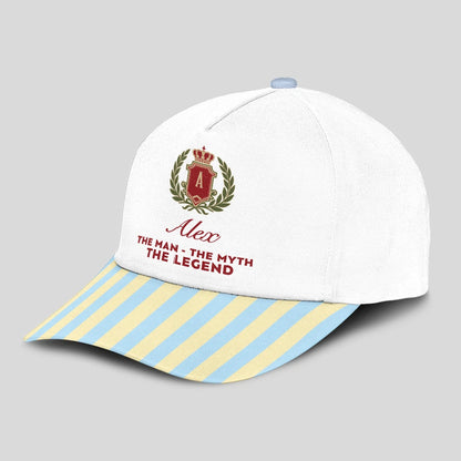The Man The Myth The Legend Blue And Yellow Striped Beach Cap ALEX 13K1 C118PF