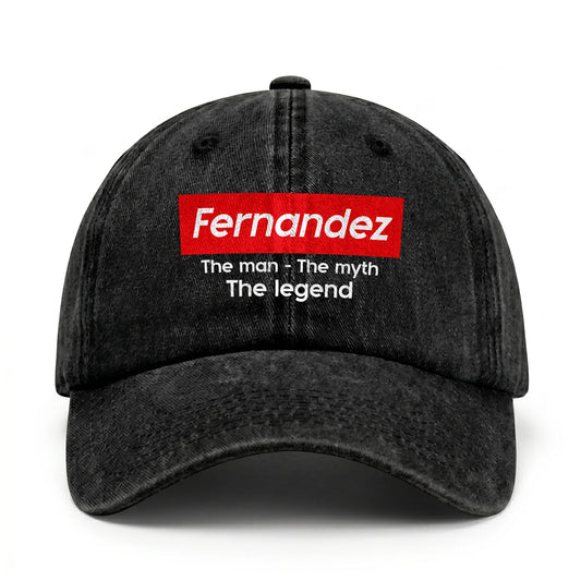 Your Name The Man The Myth The Legend Red Logo Washed Cap FERNANDEZ 13K1 C130PF