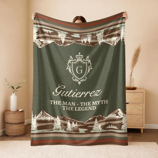 The Man The Myth The Legend Deer In Forest Brown Fleece Blanket GUTIERREZ 13K1 BK10