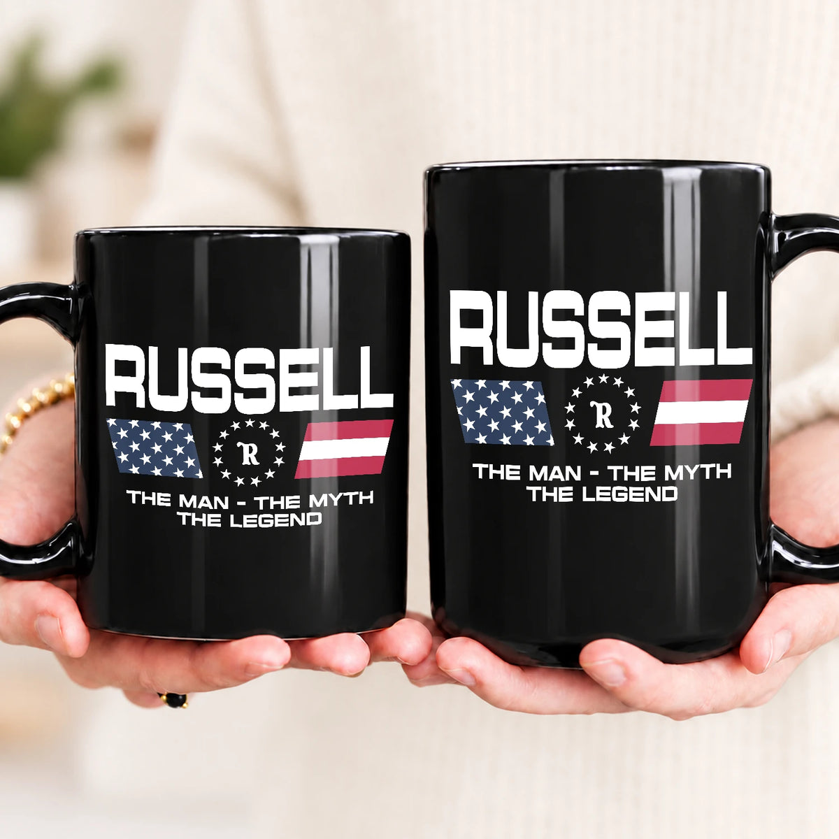 The Man The Myth The Legend Us Flag Mug RUSSELL 13K1 MG23