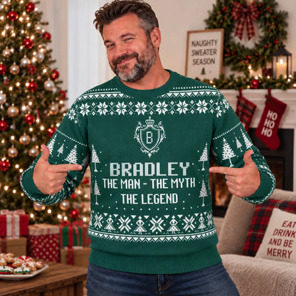 The Man The Myth The Legend Sage Green Ugly Sweater BRADLEY 13K1 UG10